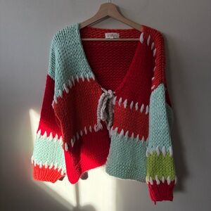 Listicle Colorful Chunky Knit Cardigan